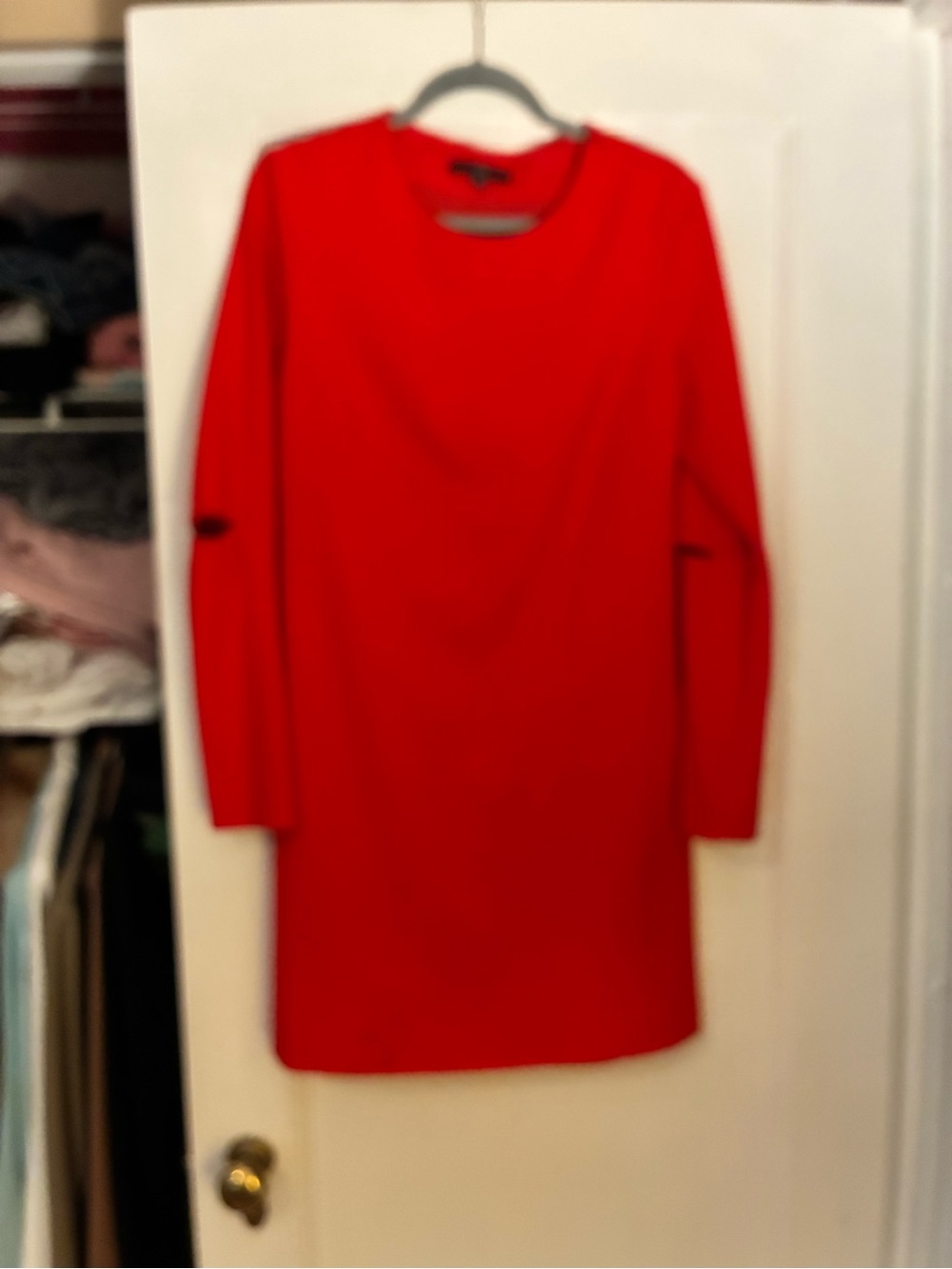 Tibi Vibrant Red Long Sleeve Shift Dress